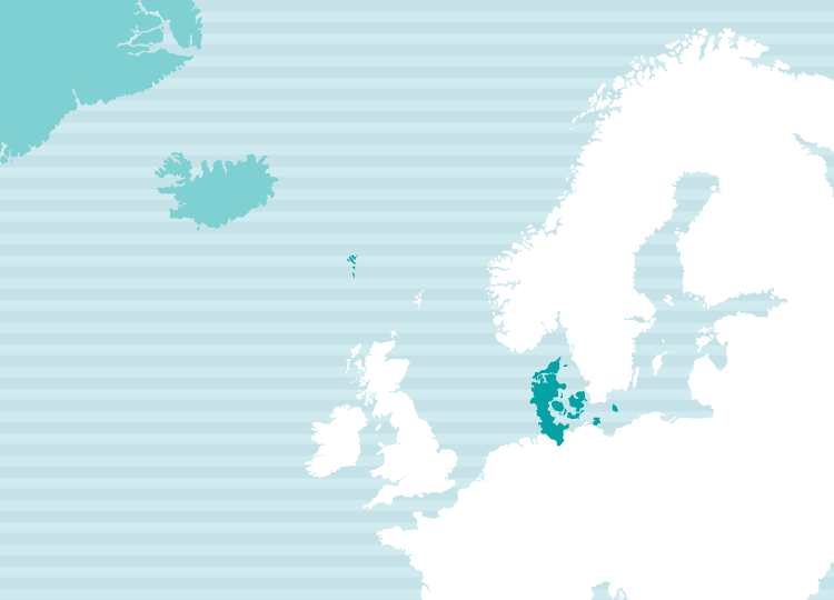 デンマーク語の使用地域マップ